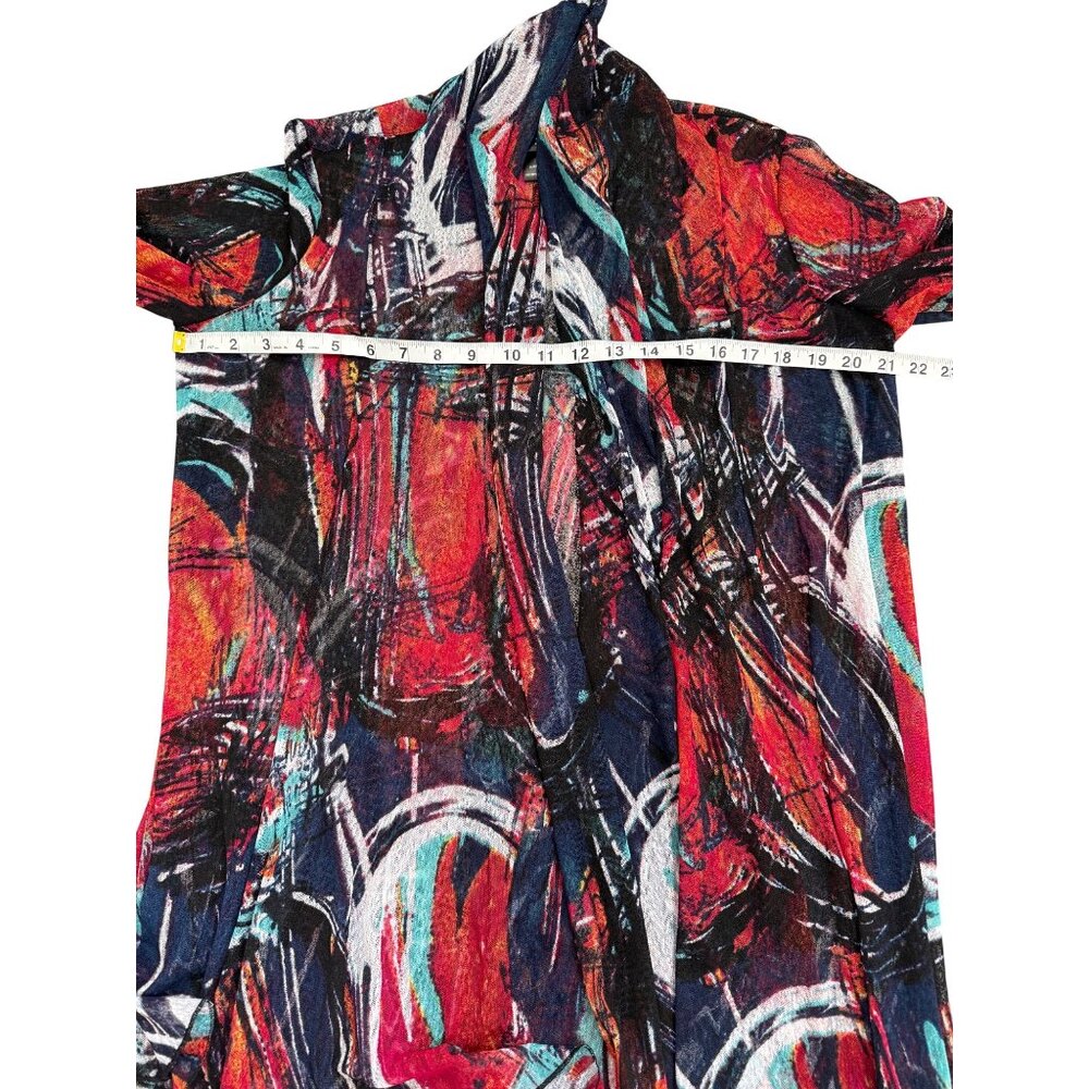 Ali Miles Womens Cardigan Open Front Sheer Abstract Lightweight Artsy Size M - Picture 8 of 8